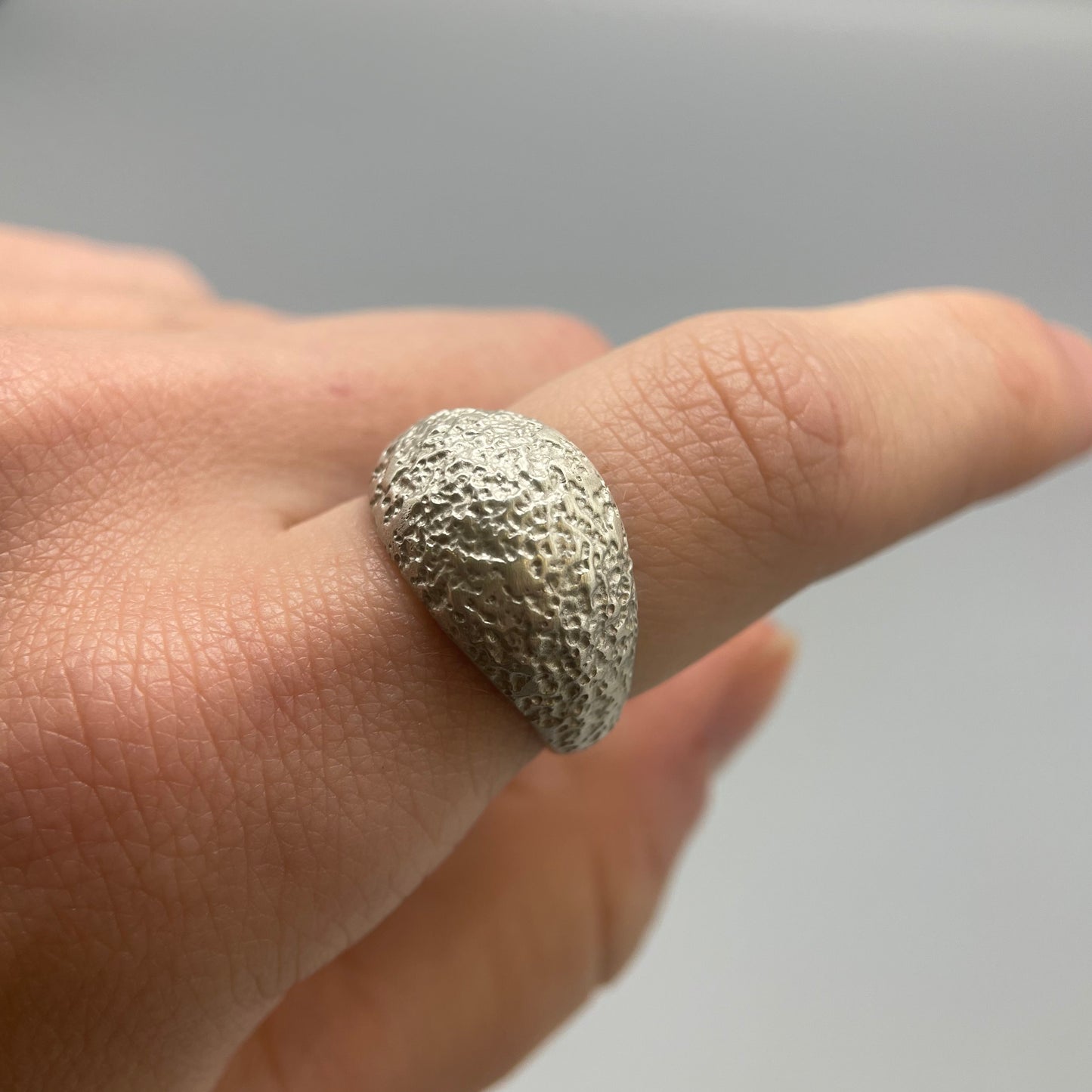 Susi Hines Etched Silver Bombe Ring