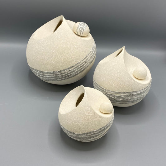 Mitch Pilkington White and Grey Pebble Vessel