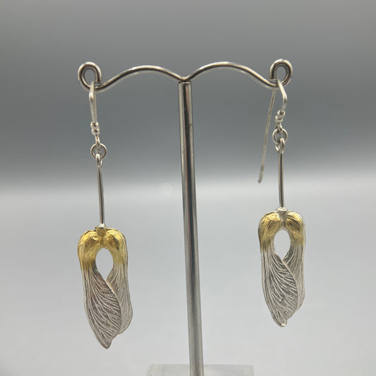 Tim Blades Silver and Gold-plated Seedpod Drops