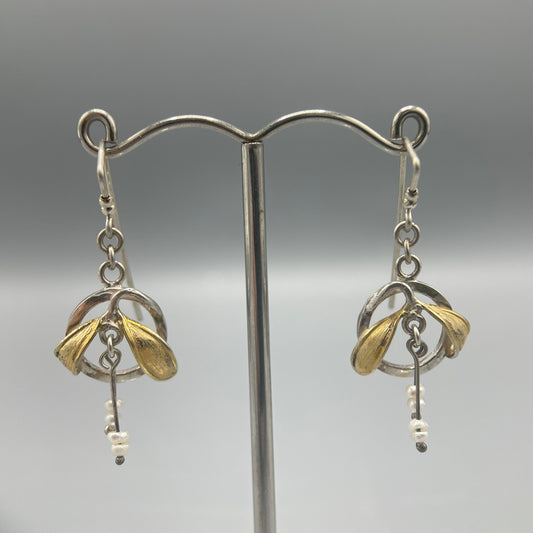 Tim Blades Gold Plated Mistletoe Drop Earrings