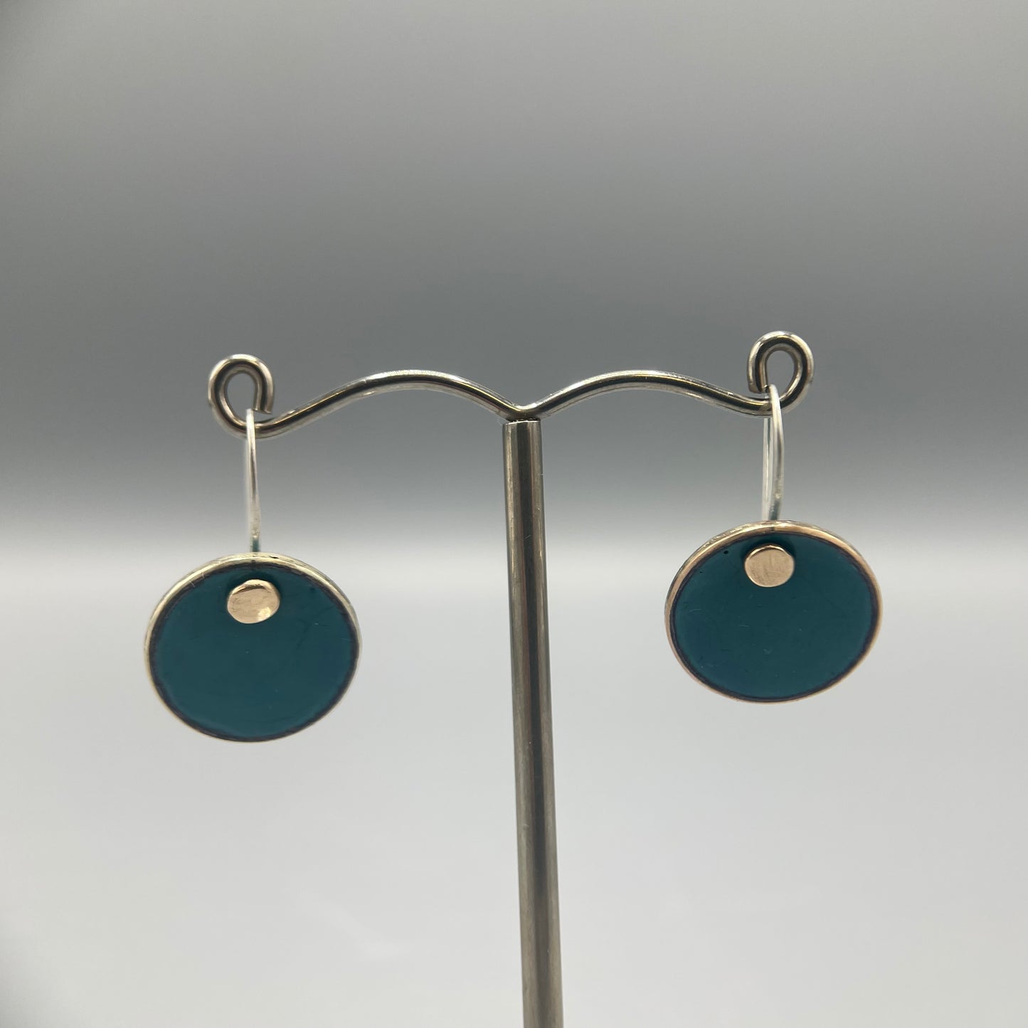 Anthony Feiler Enamel on sterling silver with 9ct gold Drop Earrings