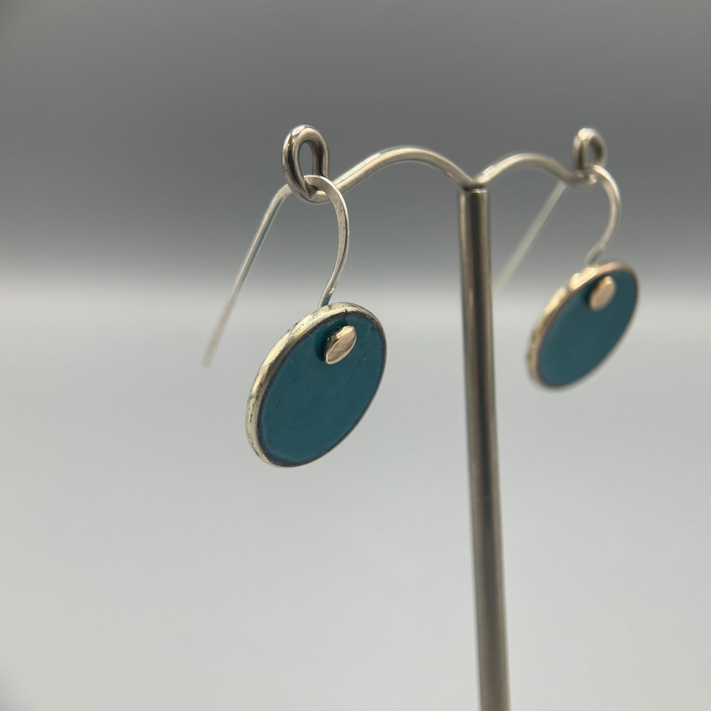 Anthony Feiler Enamel on sterling silver with 9ct gold Drop Earrings