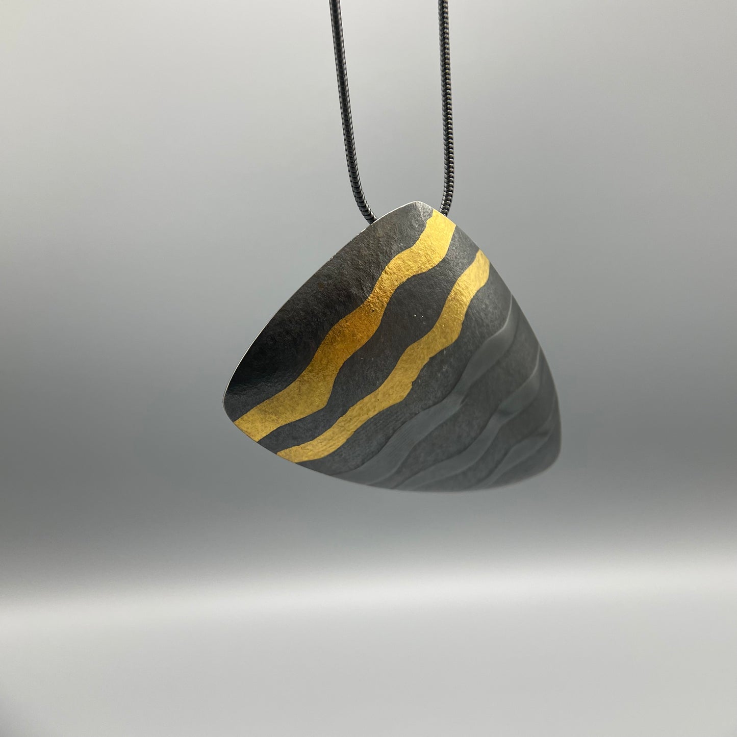 Sandra Elizabeth Large Oxidised Shell Form Silver Pendant