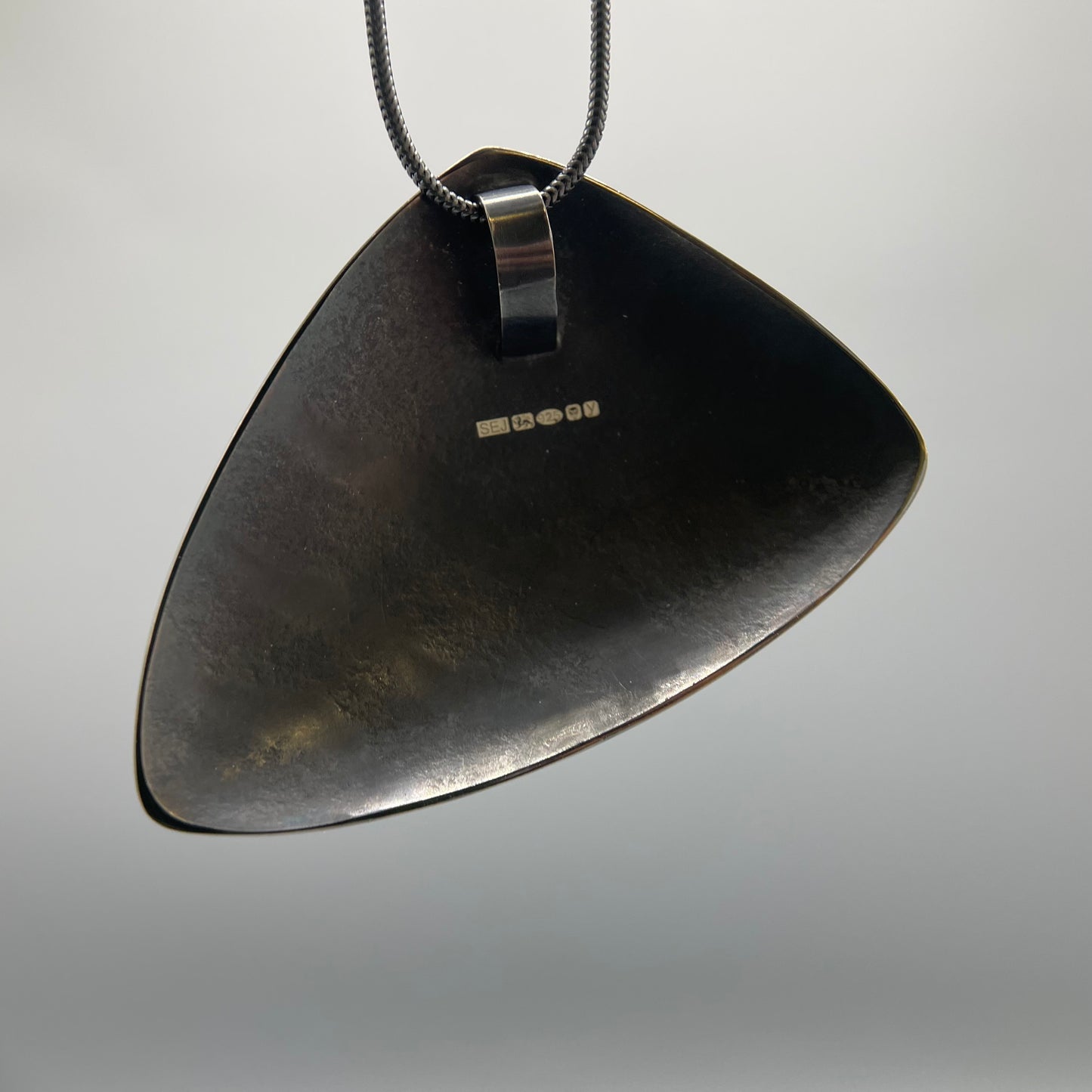 Sandra Elizabeth Large Oxidised Shell Form Silver Pendant