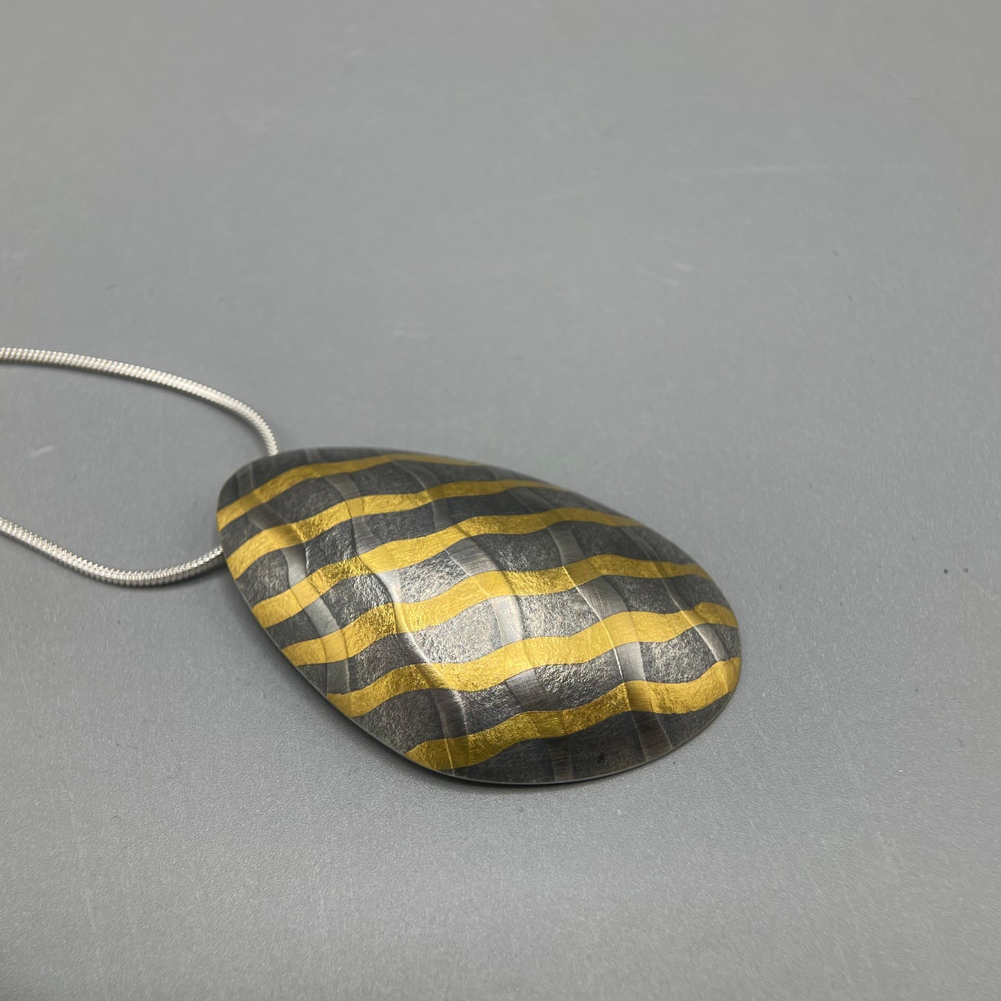 Sandra Elizabeth Medium Oxidised Shell Form Silver Pendant