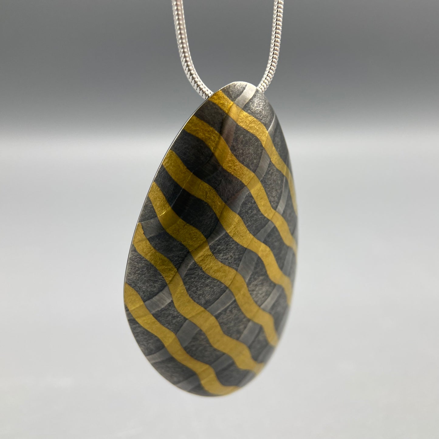 Sandra Elizabeth Medium Oxidised Shell Form Silver Pendant