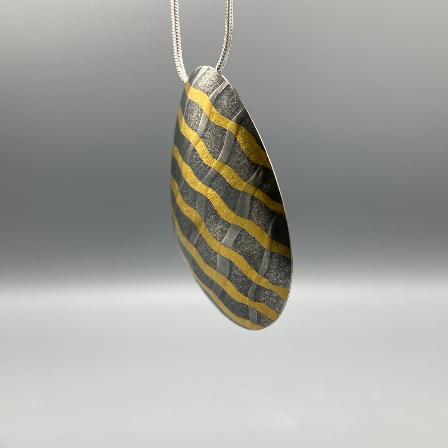 Sandra Elizabeth Medium Oxidised Shell Form Silver Pendant