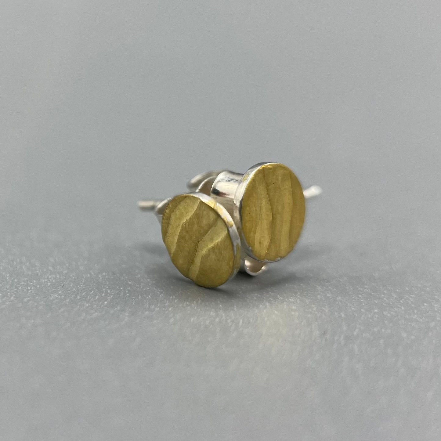 Sandra Elizabeth Round Silver and Gold Wave Studs