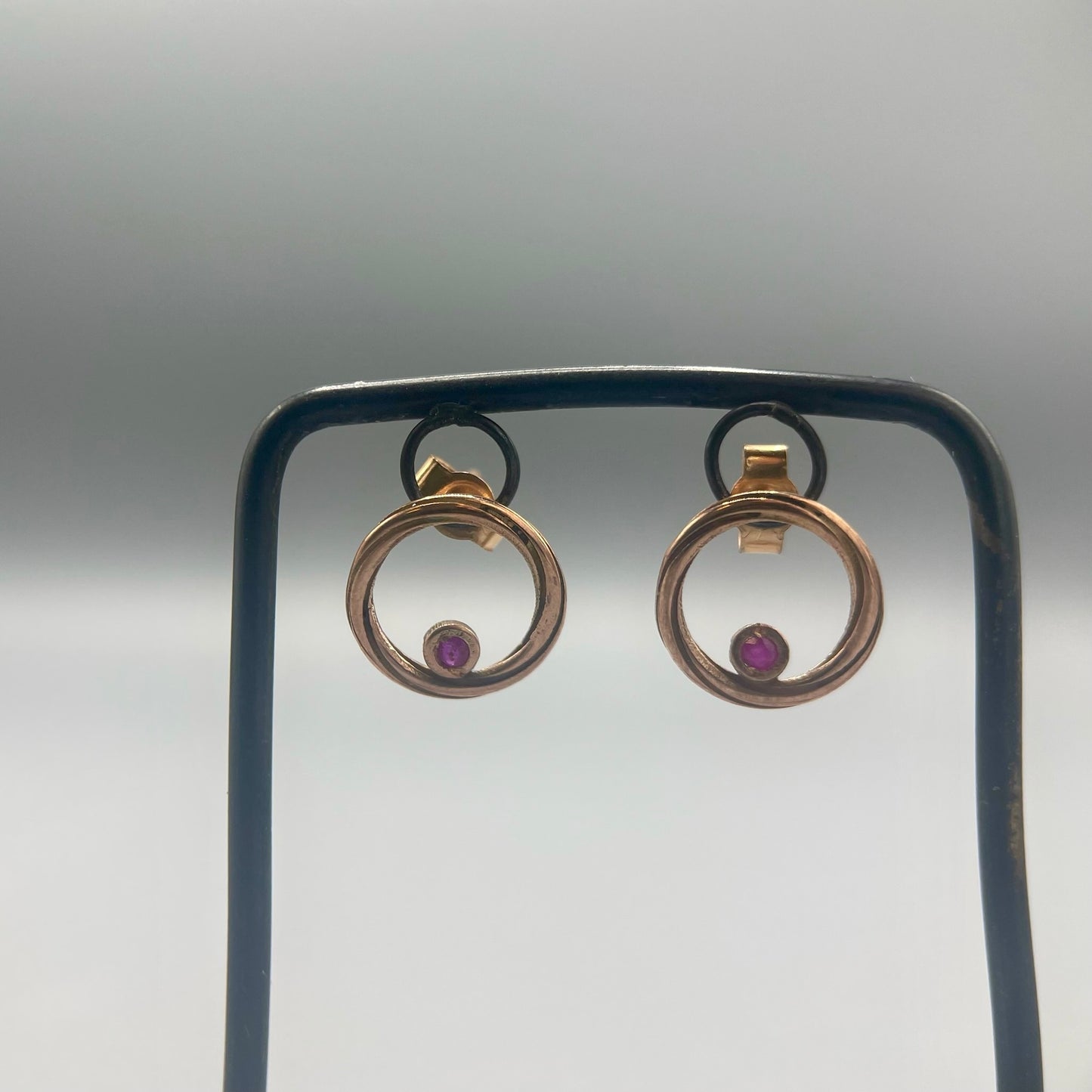 Alice Gow Twist Continuum 9ct Rose Gold Studs with Diamond/Ruby