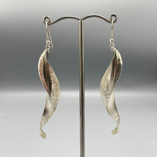 Victoria Sackwild 'Willow Leaf' Silver Drop Earrings