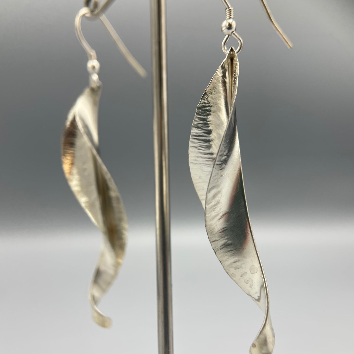 Victoria Sackwild 'Willow Leaf' Silver Drop Earrings