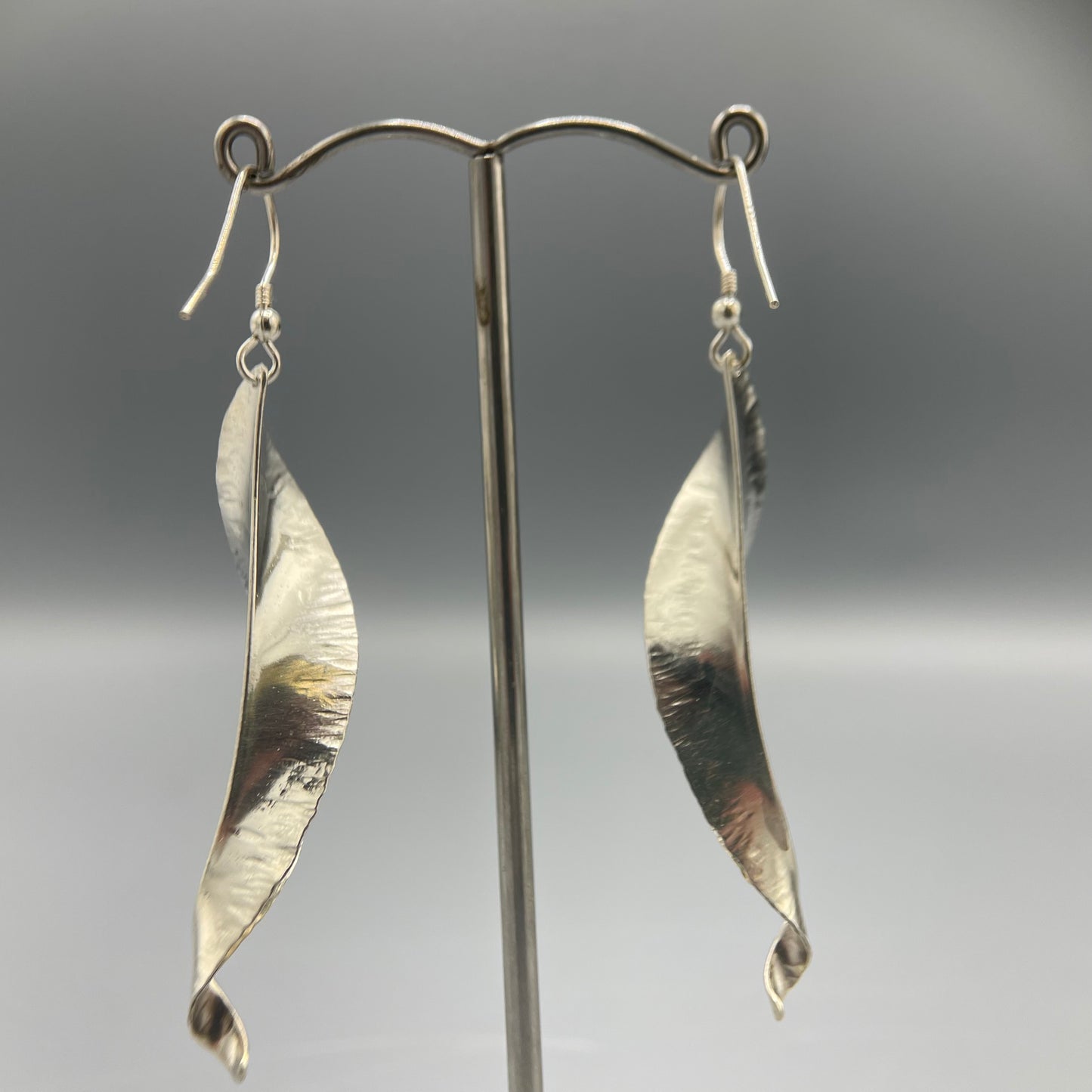 Victoria Sackwild 'Willow Leaf' Silver Drop Earrings