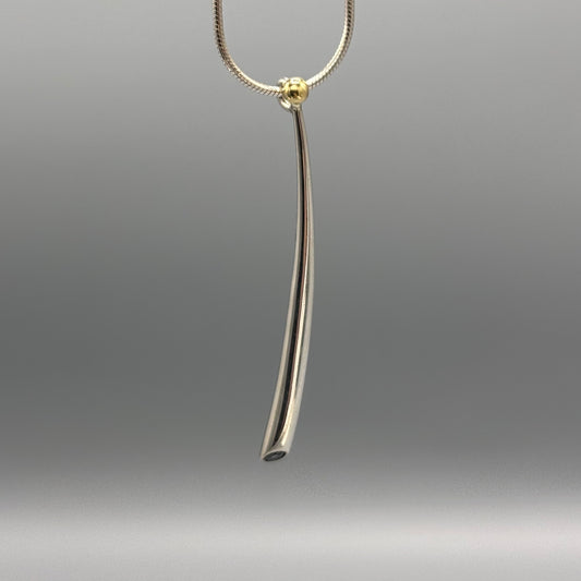 Paul Finch - Long Curved Wiggly Pendant with 18ct Gold Bead