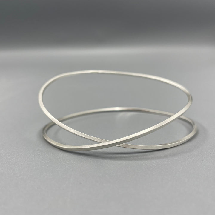 Brushed Silver 'Crossover' Bangle (Square Wire) - Sarah McCallum