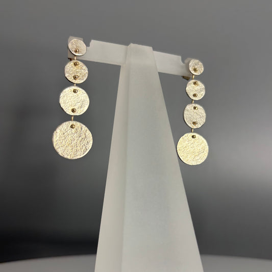 Anthony Feiler – Earrings: Silver Disc Drops with 9ct Gold Links I
