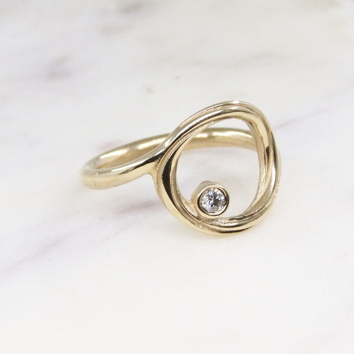 Alice Gow - Twist Continuum Ring 9ct Yellow Gold (size P) - Diamond