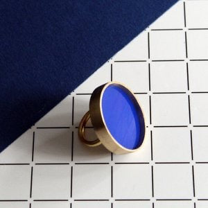 Poppy Norton Brushed Brass Circle Ring with Acrylic Inlay