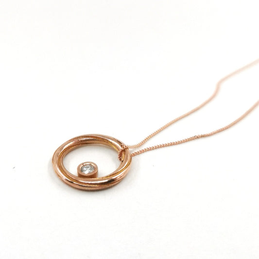 Alice Gow Twist Continuum 9ct Rose Gold Pendant with a Diamond