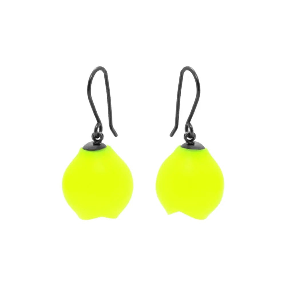 Jenny Llewellyn Oxidised Silver & Silicone Neon Yellow Drops