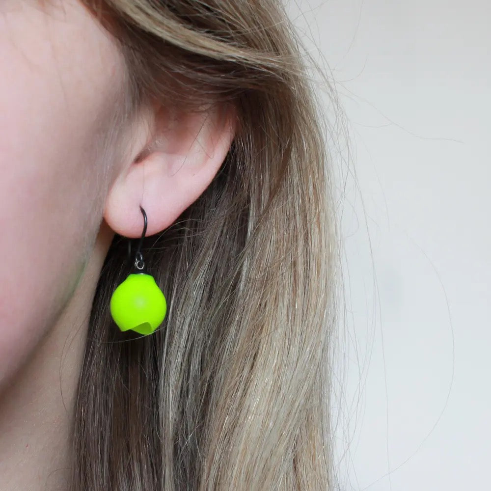 Jenny Llewellyn Oxidised Silver & Silicone Neon Yellow Drops