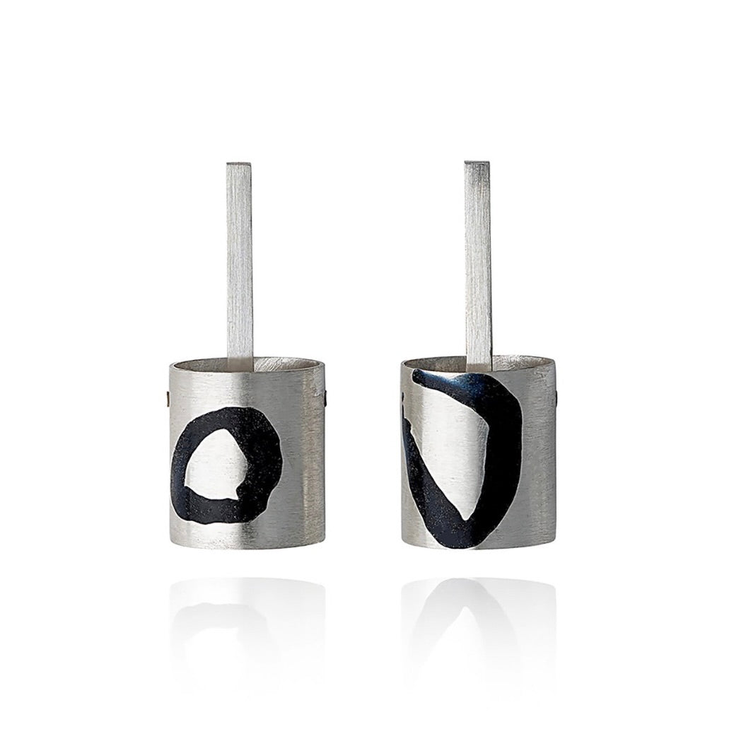 Lyndsay Fairley Cylindrical Silver and Enamel Inlay Stud Earrings