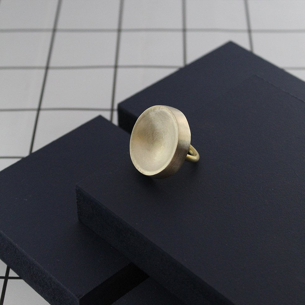 Poppy Norton Brushed Brass Moon Ring