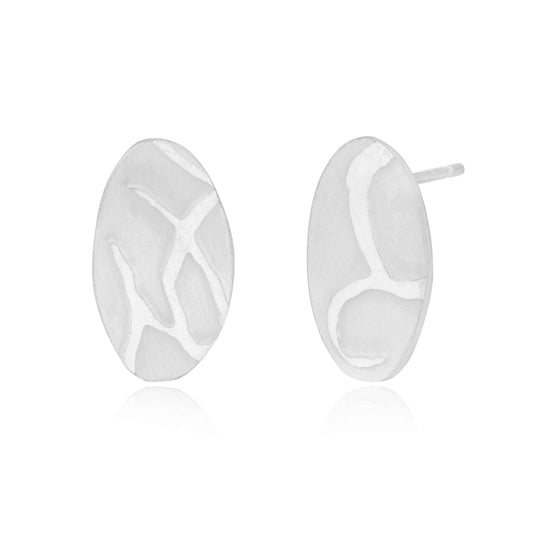 Lyndsay Fairley Silver Etched Oval stud Earrings