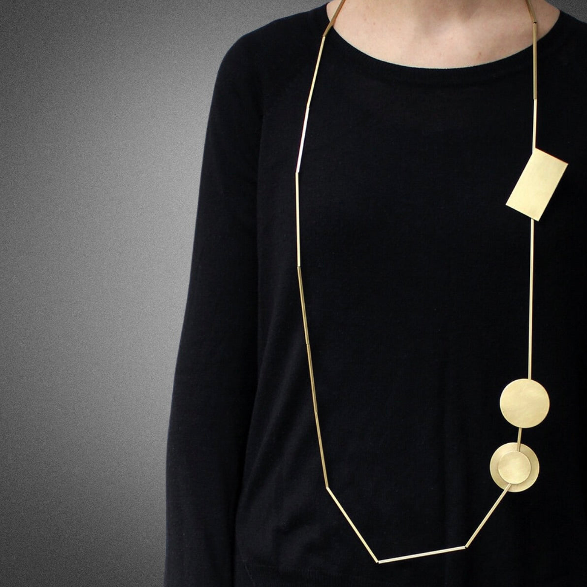 Poppy Norton Brushed Brass Shape Necklace